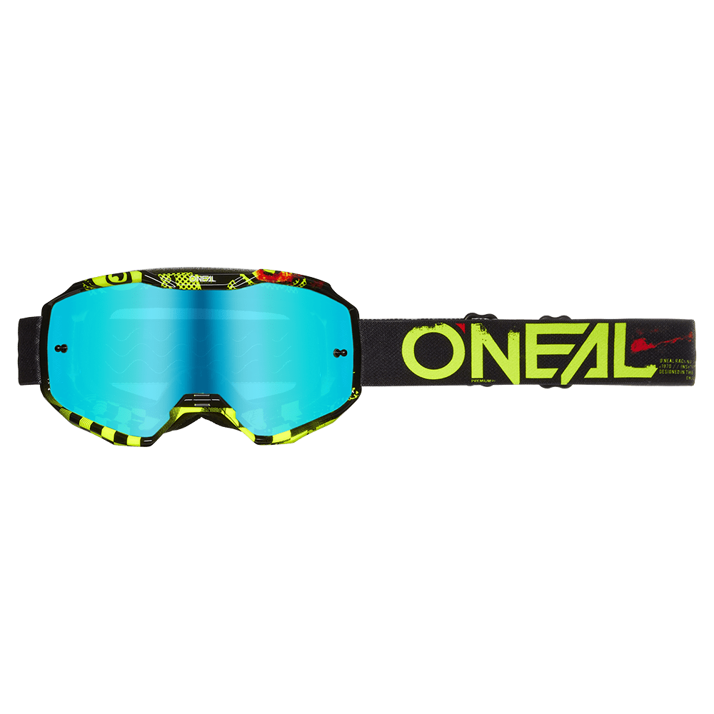 Oneal B10 Attack black/neon/yellow - radium blue lencse - Botos Motors Tuning