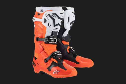 Alpinestars Tech 10 narancs-fekete-fehér - Botos Motors Tuning