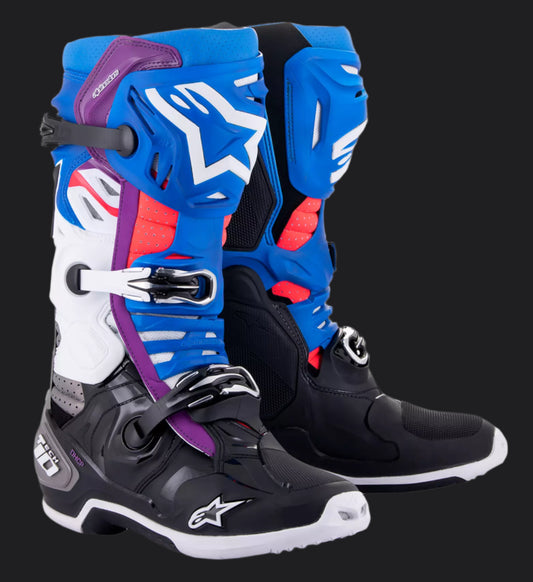 Alpinestars Tech 10 Supervented fekete-fehér-kék - Botos Motors Tuning