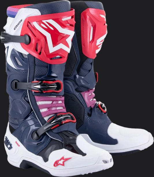 Alpinestars Tech 10 Supervented fehér-piros-tenger kék - Botos Motors Tuning